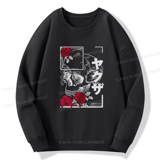 Tokyo-Tiger Skull Roses Japanese Aesthetic Sweatshirt