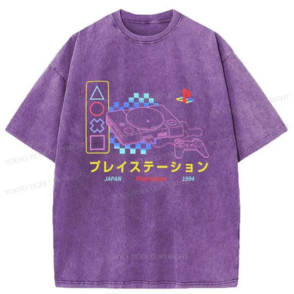 Tokyo-Tiger Japanese Game Consoles Washed T-Shirt