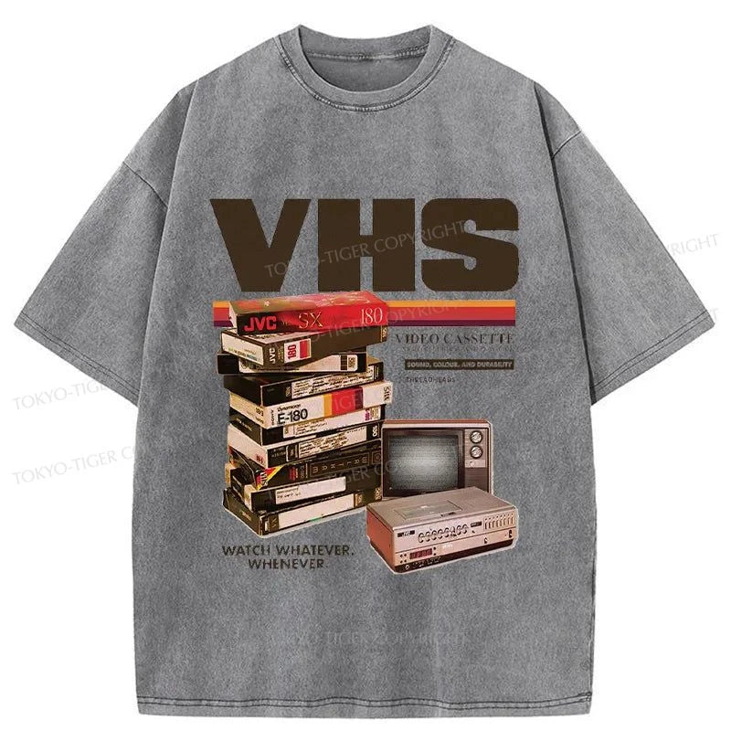 Tokyo-Tiger Vintage VHS Tapes Japanese Washed T-Shirt