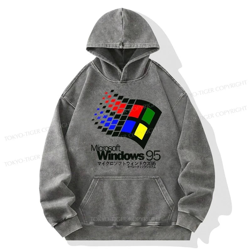 Tokyo-Tiger Windows 95 Logo Washed Hoodie