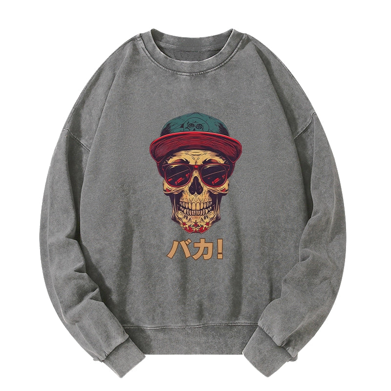 Tokyo-Tiger Fashion Skull Japanese Washed Sweatshirt