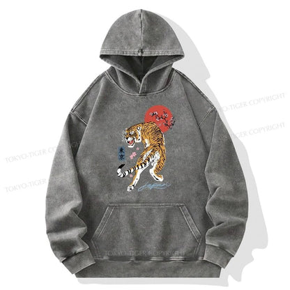 Tokyo-Tiger Tiger Blossom Japanese Sakura Washed Hoodie