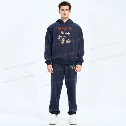 Tokyo-Tiger Drunken Cats Fleece Lined Hoodie Set