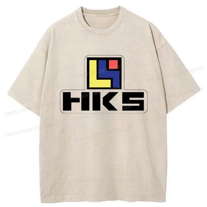 Tokyo-Tiger HKS Retro Logo Racing JDM Washed T-Shirt