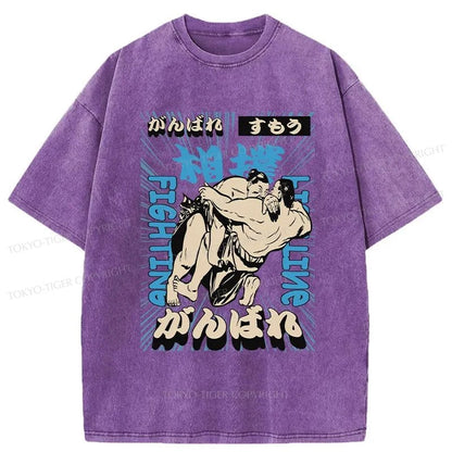 Tokyo-Tiger Sumo Fight Japanese Washed T-Shirt