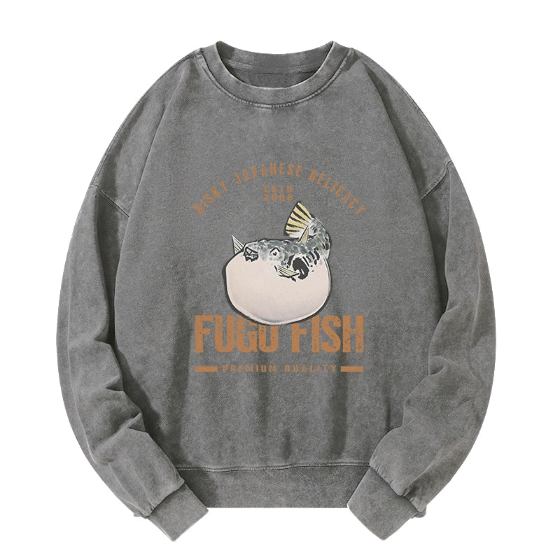 Tokyo-Tiger Fugu Fish Japanese Washed Sweatshirt