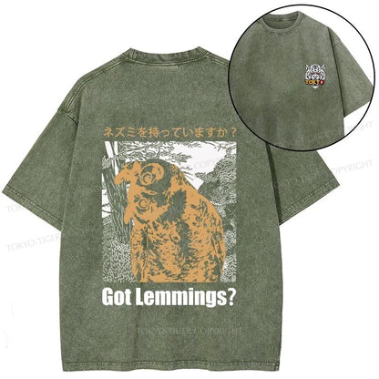 Tokyo-Tiger Do You Have Lemmings Japanese Front Back Washed T-Shirt