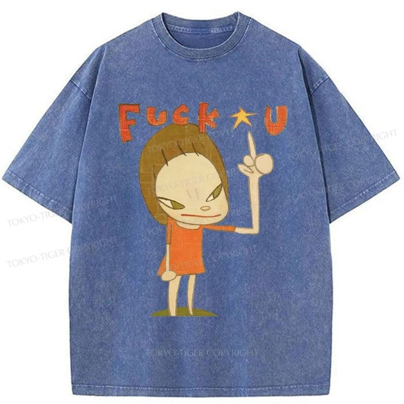 Tokyo-Tiger Fuk U Manga Girl Washed T-Shirt