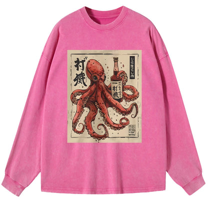 Tokyo-Tiger Osaka Saké Octopus Washed Long Sleeve T-Shirt