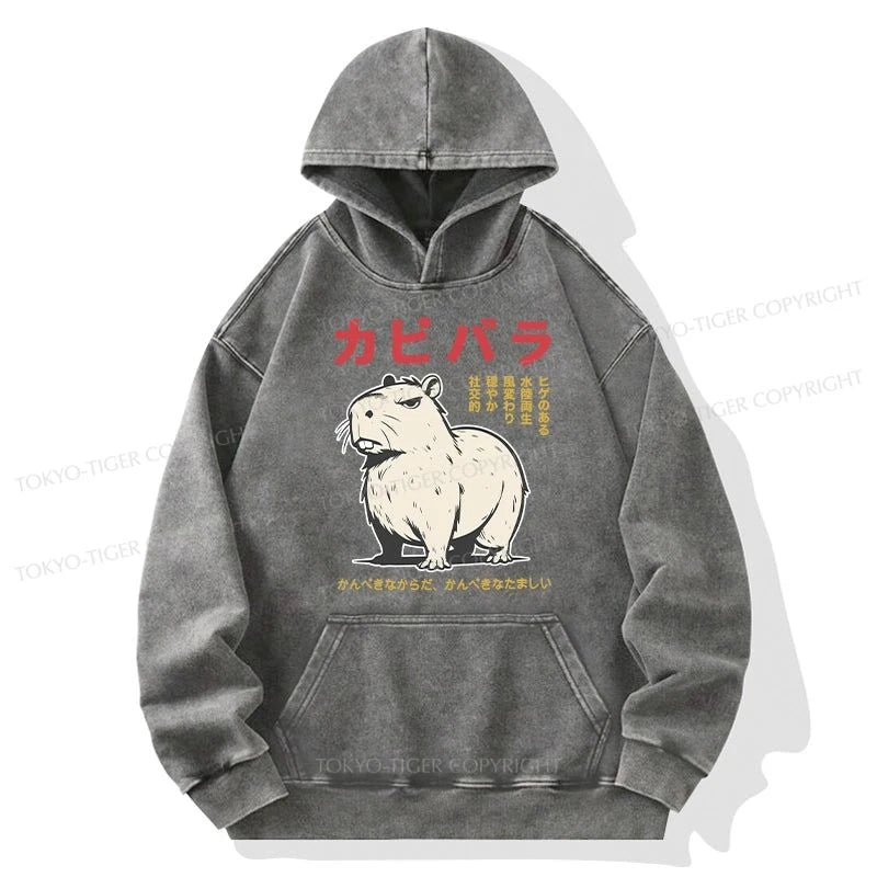 Tokyo-Tiger Angry Capybara Japan Washed Hoodie