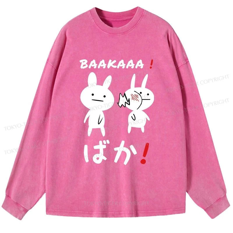 Tokyo-Tiger Anime Baka Manga Slap Washed Long Sleeve T-Shirt