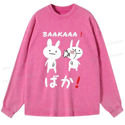 Tokyo-Tiger Anime Baka Manga Slap Washed Long Sleeve T-Shirt