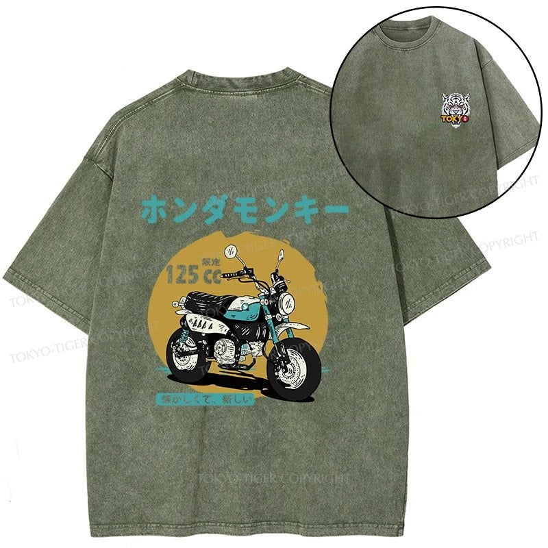 Tokyo-Tiger Honda Motorcycle Japanese Front Back Washed T-Shirt