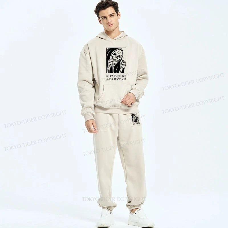 Tokyo-Tiger Stay Positive Skeleton Fleece Lined Hoodie Set