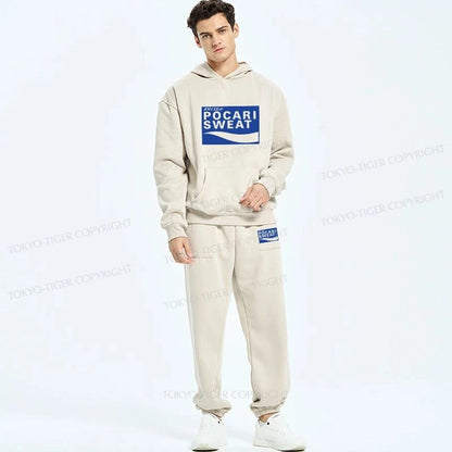 Tokyo-Tiger POCARI SWEAT Logo Fleece Lined Hoodie Set