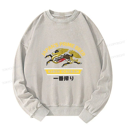 Tokyo-Tiger Kirin Ichiban Beer Logo Japanese Washed Sweatshirt