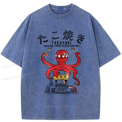 Tokyo-Tiger Takoyaki Octopus Balls Washed T-Shirt