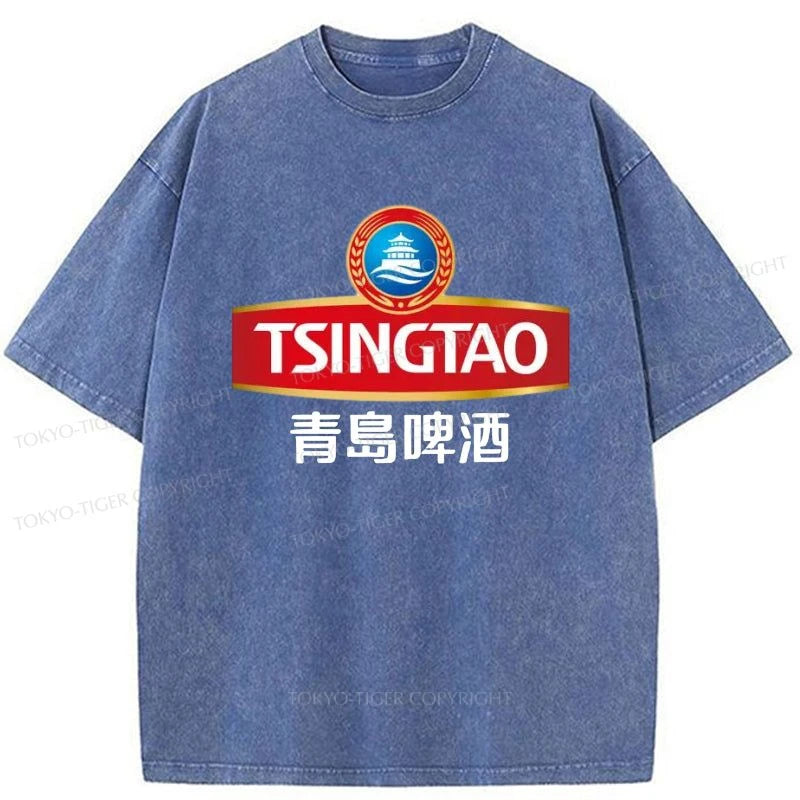 Tokyo-Tiger Qingdao Beer Logo Washed T-Shirt