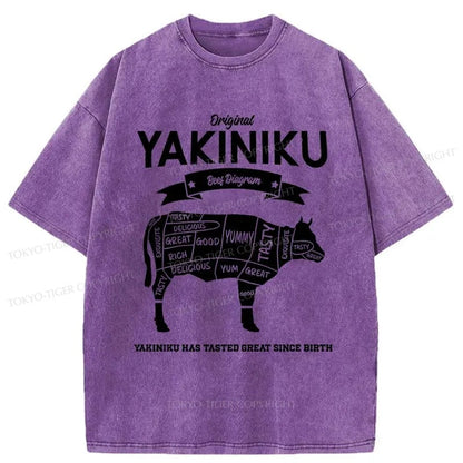 Tokyo-Tiger Yakiniku Beef Diagram Cow Japanese Washed T-Shirt