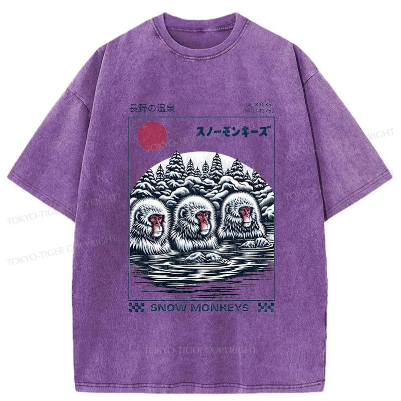 Tokyo-Tiger Snow Monkeys Japanese Washed T-Shirt