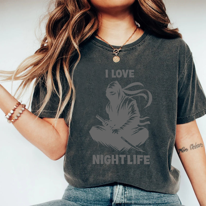 Tokyo-Tiger I Love Night Life Ninjas Washed T-Shirt
