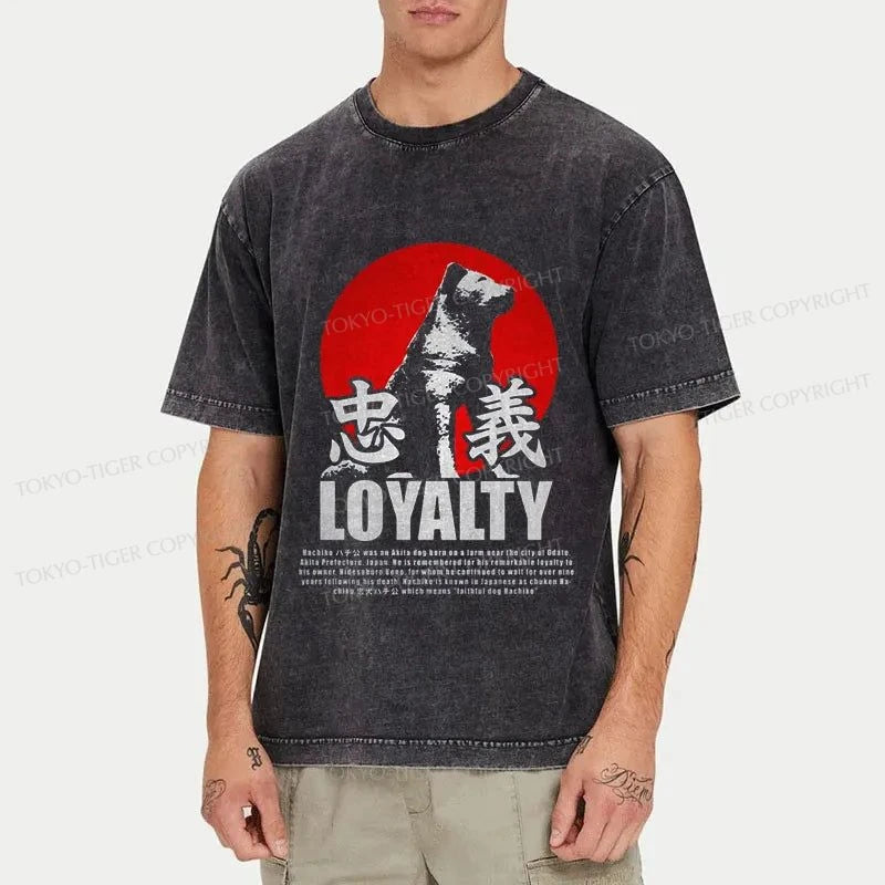 Tokyo-Tiger Hachiko Loyalty Dog Japanese Washed T-Shirt