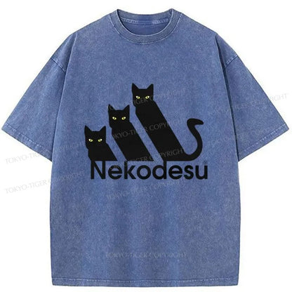 Tokyo-Tiger Nekodesu Japanese Washed T-Shirt