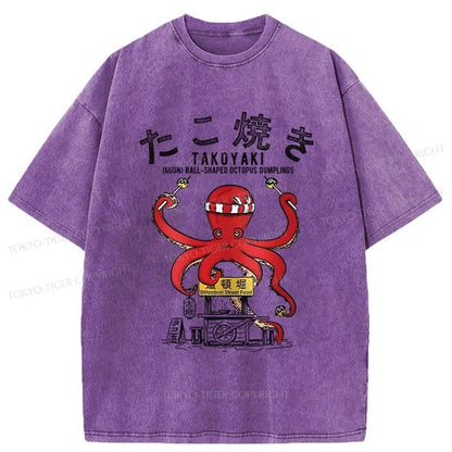 Tokyo-Tiger Takoyaki Octopus Balls Washed T-Shirt