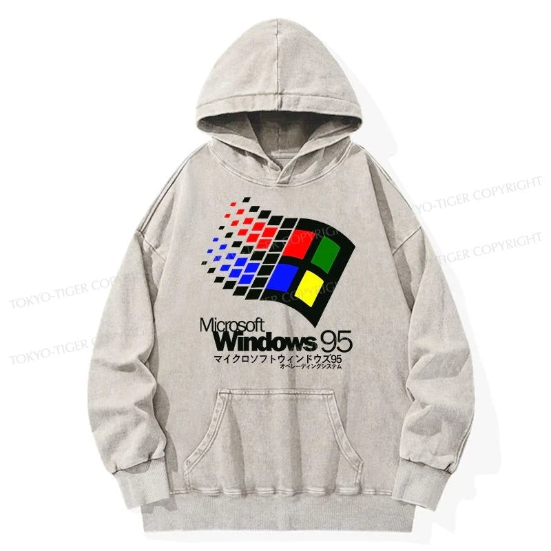 Tokyo-Tiger Windows 95 Logo Washed Hoodie