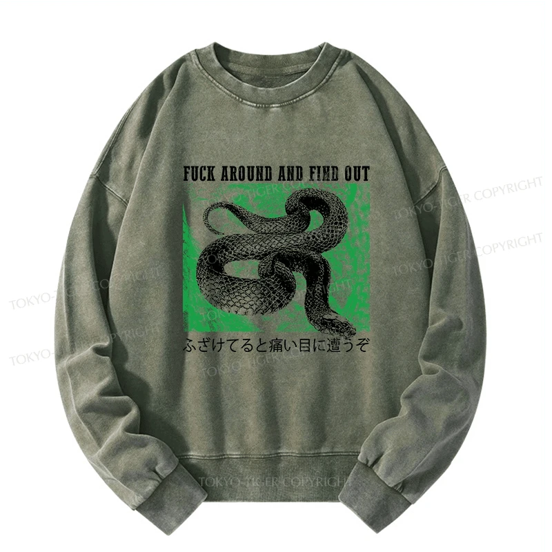 Tokyo-Tiger Cold And Heartless Snake Washed Sweatshirt