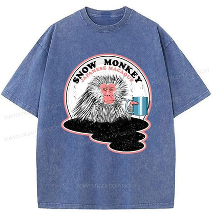 Tokyo-Tiger Macaque Snow Monkey Japanese Washed T-Shirt