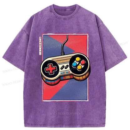 Tokyo-Tiger Gamepad Japanese Washed T-Shirt