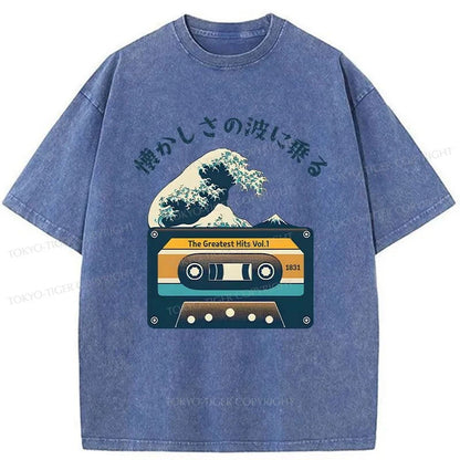 Tokyo-Tiger Tape And Waves Japanese Washed T-Shirt