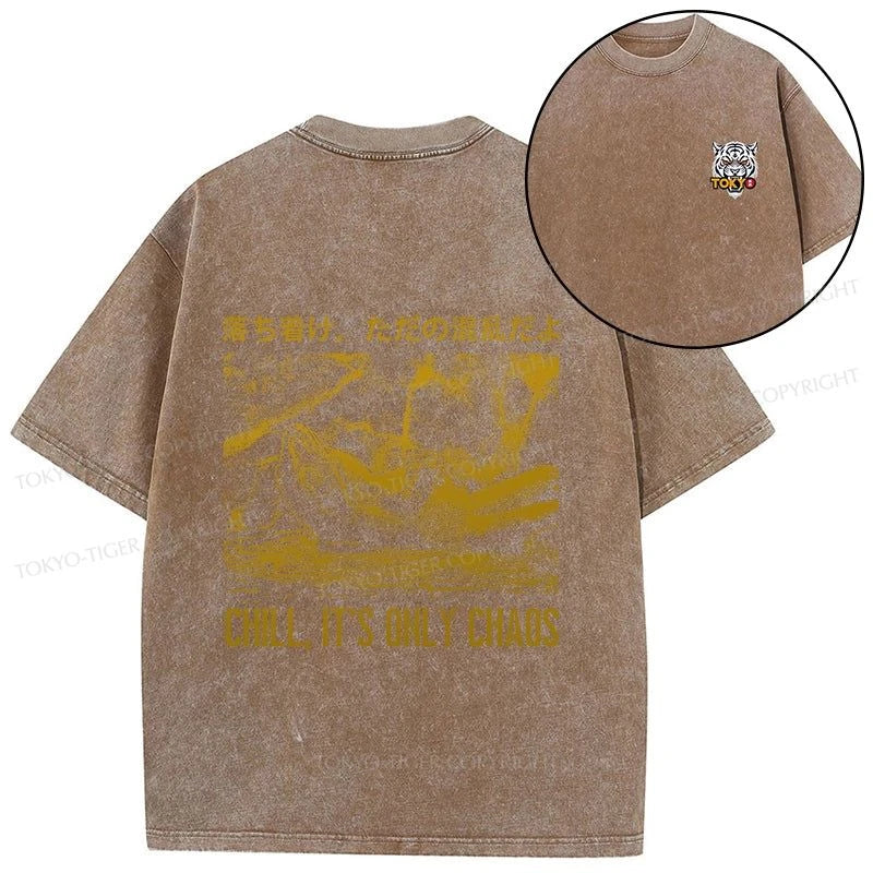 Tokyo-Tiger Cool Frog Japanese Front Back Washed T-Shirt