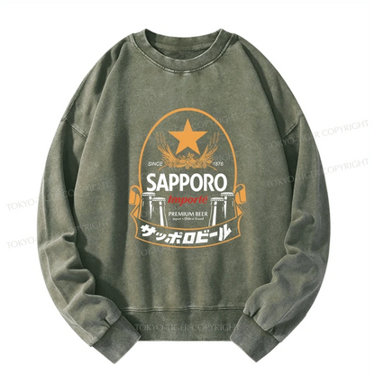 Tokyo-Tiger Sapporo Beer Japanese Memorabilia Washed Sweatshirt