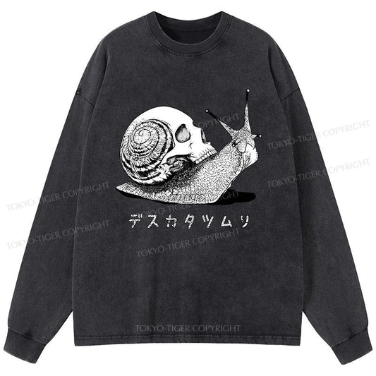 Tokyo-Tiger Death Snail Manga Washed Long Sleeve T-Shirt