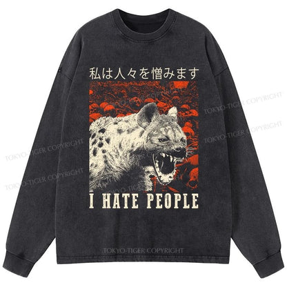 Tokyo-Tiger A Hyena That Hates Humans Washed Long Sleeve T-Shirt