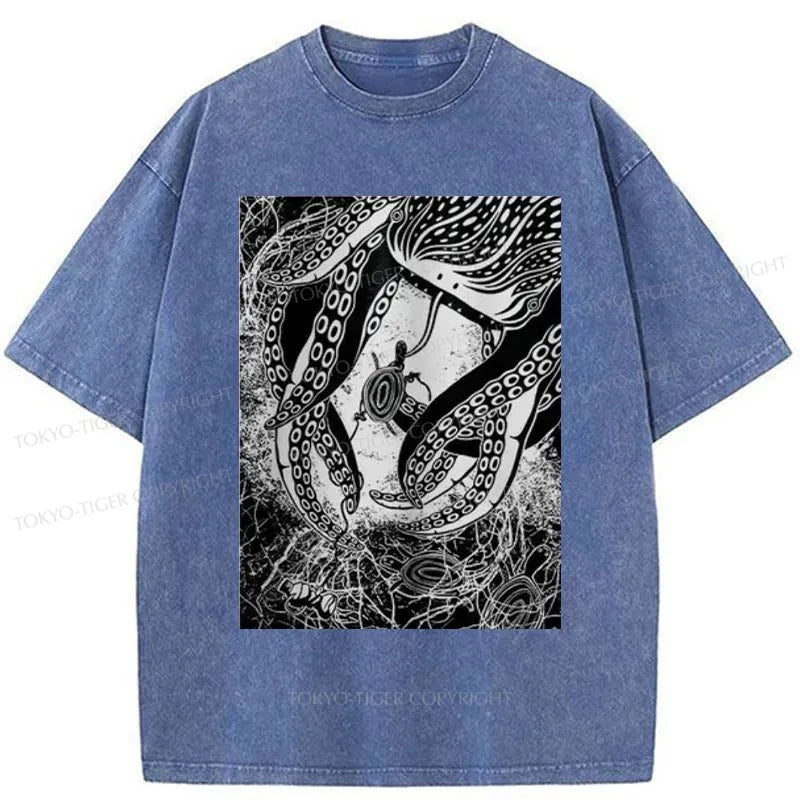 Tokyo-Tiger Blackwork Creatures Washed T-Shirt