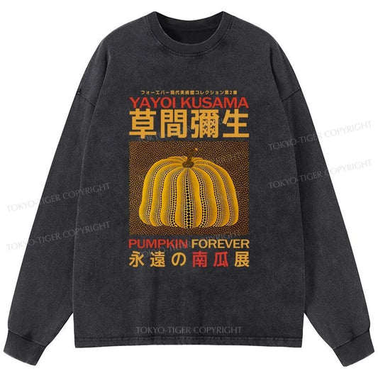 Tokyo-Tiger Forever Pumpkin Exhibition Japanese Washed Long Sleeve T-Shirt