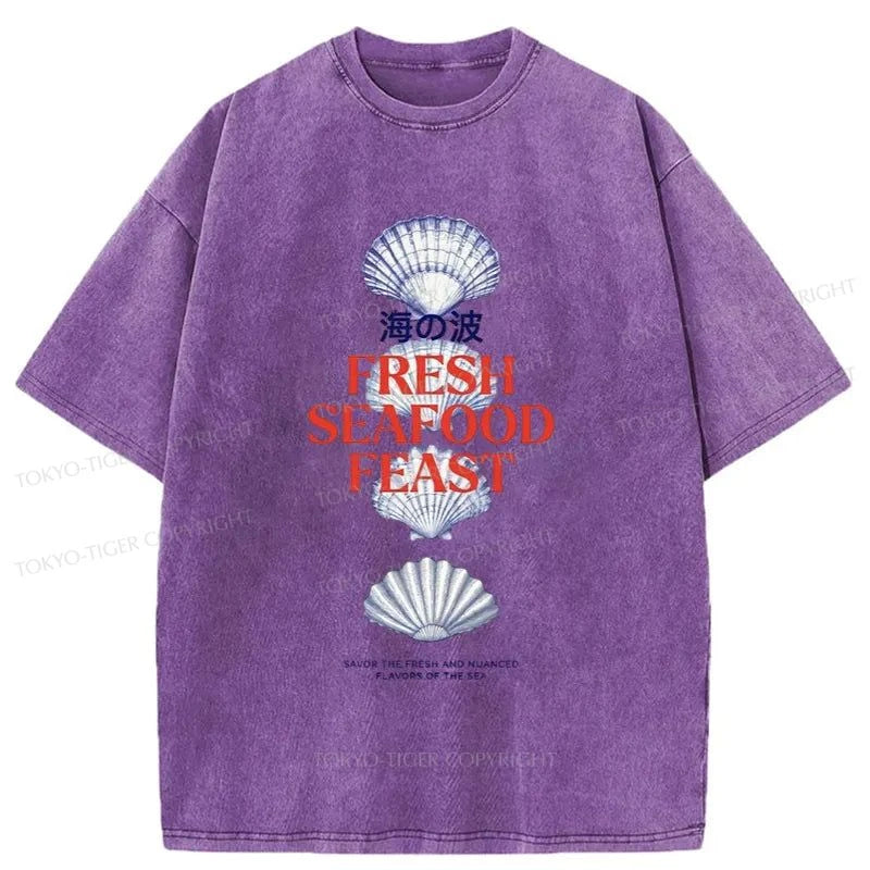 Tokyo-Tiger Fresh Seafood Feast Washed T-Shirt