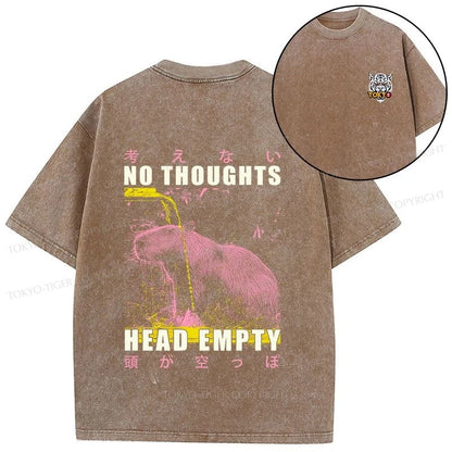 Tokyo-Tiger No Thoughts Head Empty Front Back Washed T-Shirt