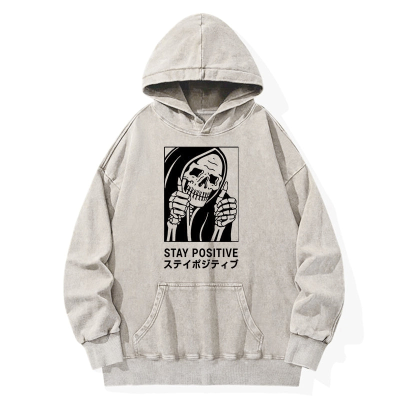 Tokyo-Tiger Stay Positive Skeleton Washed Hoodie