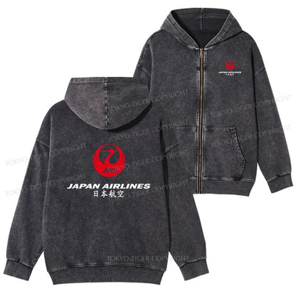 Tokyo-Tiger Japan Airlines Washed Zip Hoodie