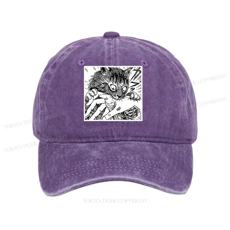 Tokyo-Tiger Creepy Cat Anime Horror Anteater Washed Cap