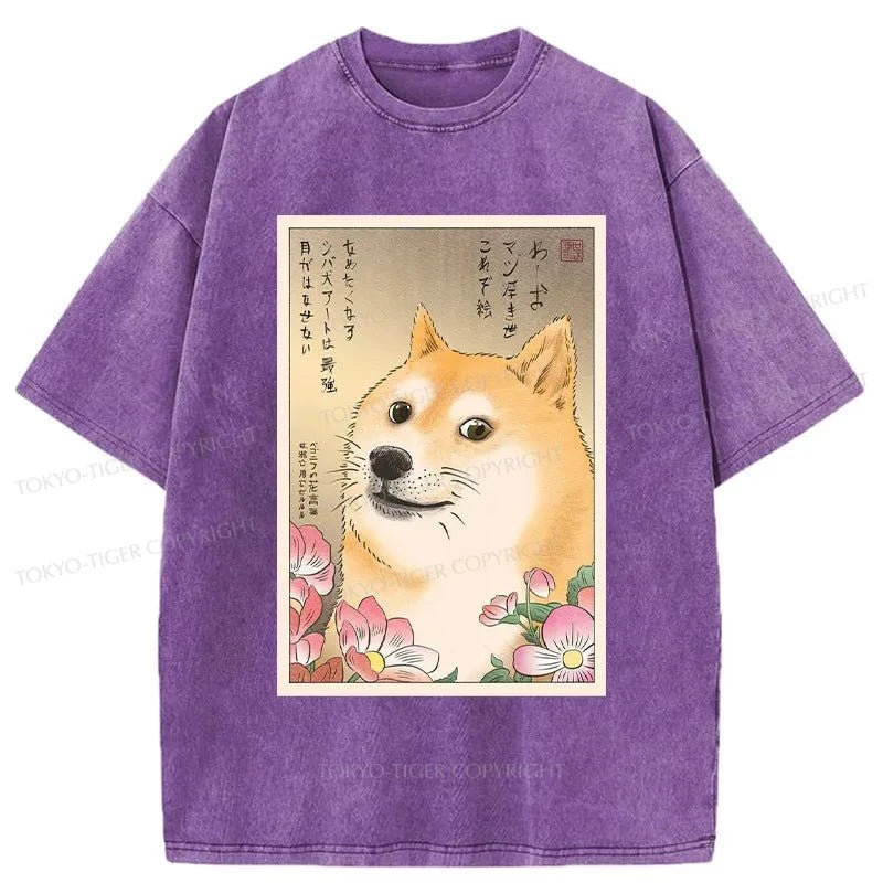 Tokyo-Tiger Shiba Lnu Meme Washed T-Shirt