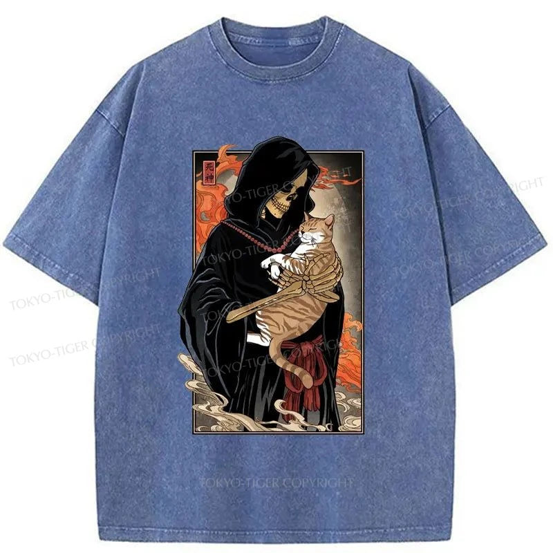 Tokyo-Tiger Kind Death And The Cat Washed T-Shirt