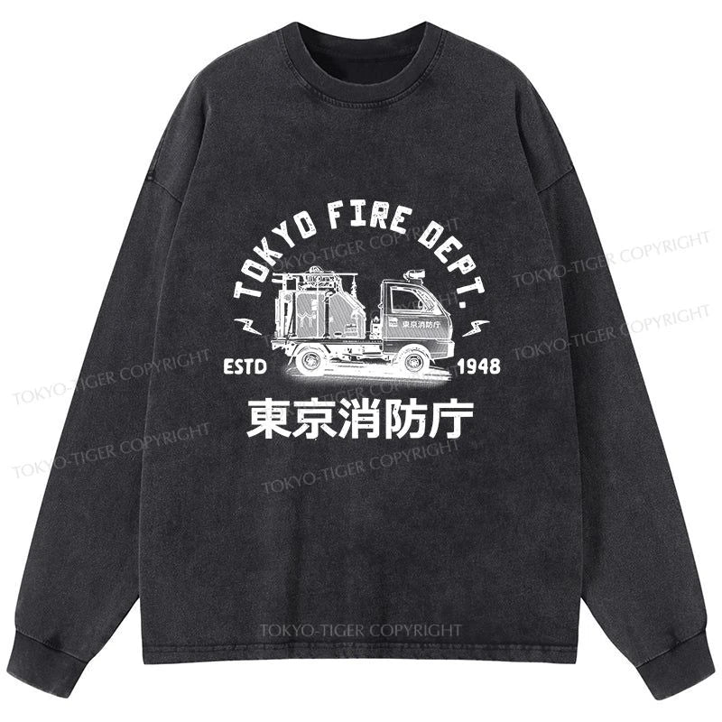 Tokyo-Tiger Tokyo Fire Dept Washed Long Sleeve T-Shirt