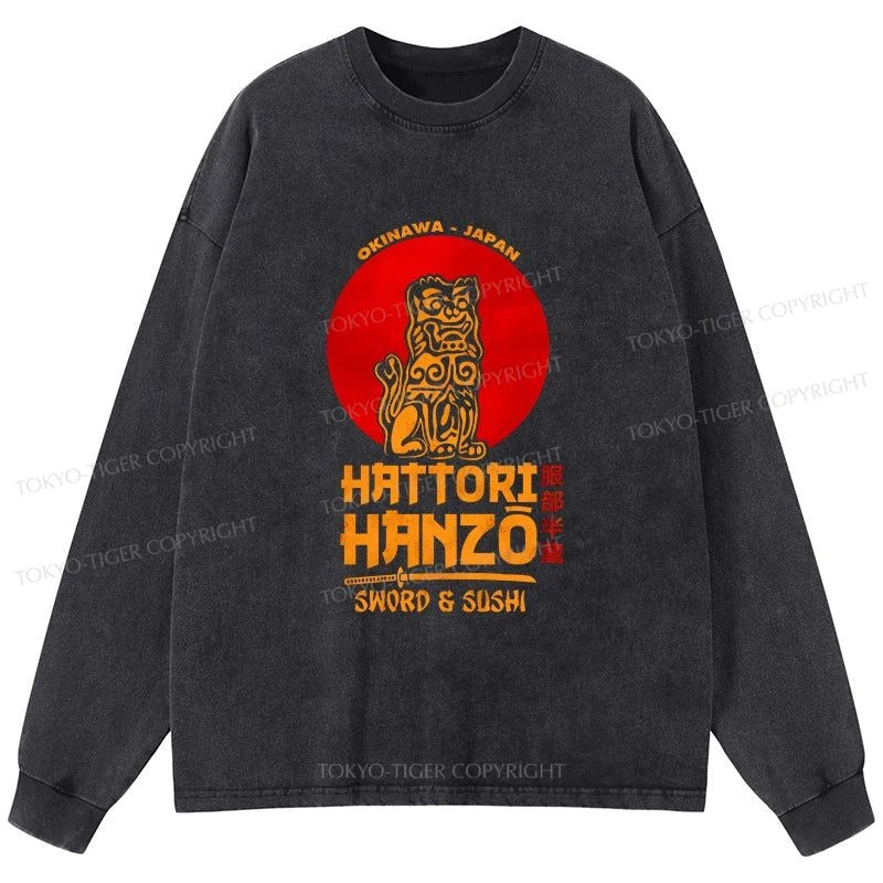 Tokyo-Tiger Hattori Hanzo Katana Washed Long Sleeve T-Shirt