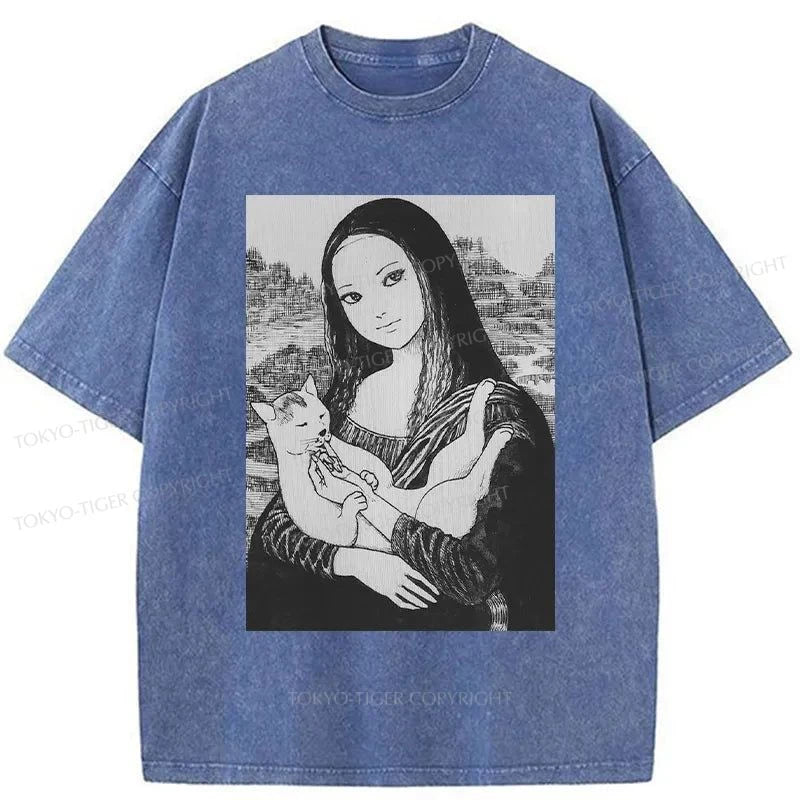 Tokyo-Tiger The Scary Mona Lisa Smile Washed T-Shirt