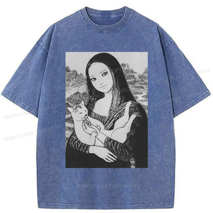 Tokyo-Tiger The Scary Mona Lisa Smile Washed T-Shirt